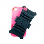 Wholesale iPhone 4S 4 TPU+PC Dual Hybrid  Case with Stand (Black-Pink)